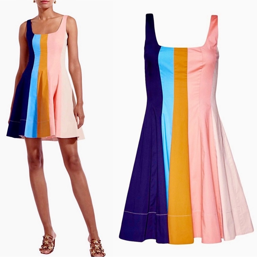 🌺🎉HP🎉🌺 NWT Staud Wells Mini Dress Land And Sea - Picture 8 of 16
